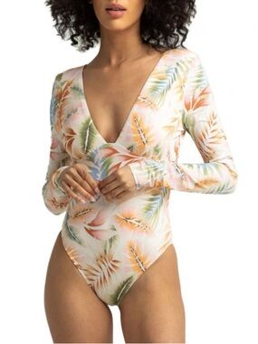 Billabong Island Calling Long Sleeve One-Piece - Salt Crystal - Size Medium